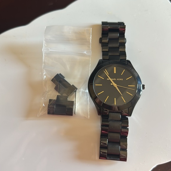 Michael Kors Unisex Slim Runway Black-Tone Stainless Steel Bracelet Watch 42mm - Picture 1 of 11